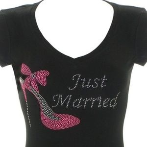 JUST MARRIED RHINESTONE TEES | JUST MARRIED TANK